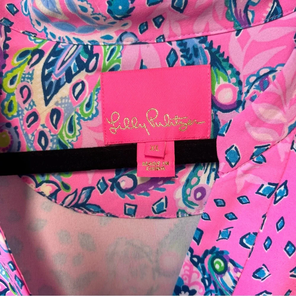 Lilly Pulitzer Pink Paisley Tiered Dress XL - Picture 5 of 8